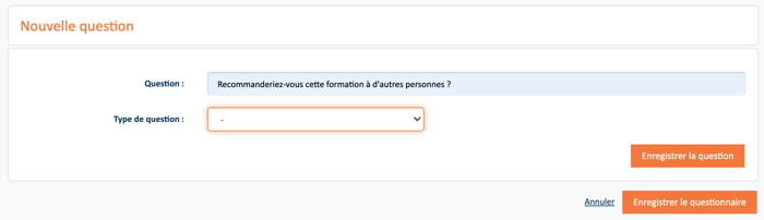 Questionnaire d'évaluation de la formation