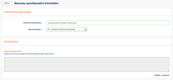 Création des questionnaires d entretien professionnel